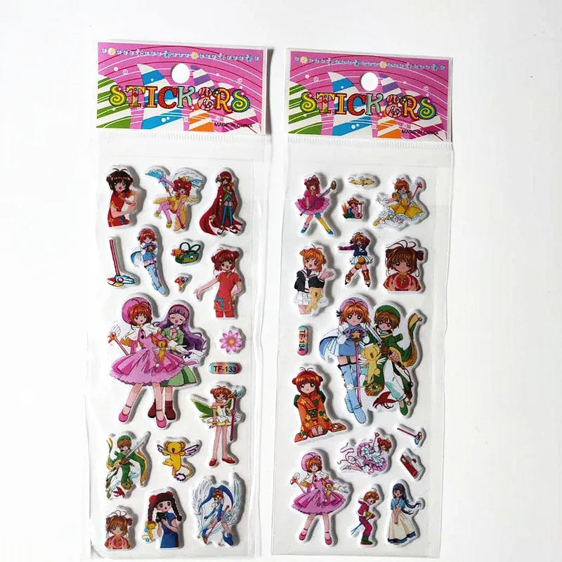 

6 Sheets Cartoon Card Captor Sakura Stickers Kawaii Cardcaptor Sakura KINOMOTOSAKURA Bubble Adesivos girls love DIY Toys
