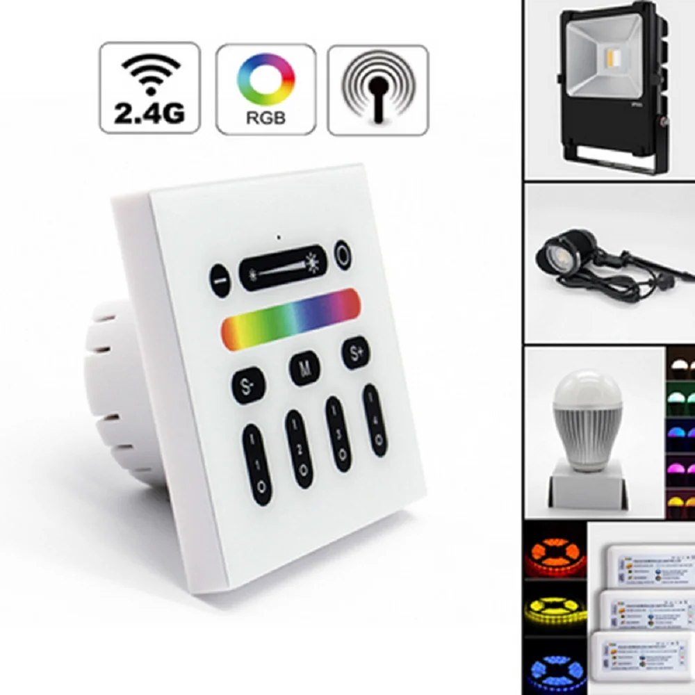 Wall Mounted 2.4Ghz Wireless RF Remote Control 4 Zone Touch Screen RGB