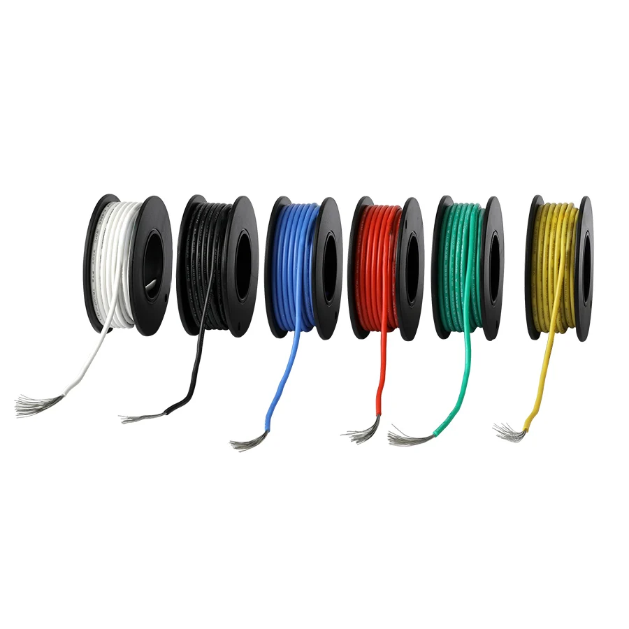 197ft Electrical Wire UL3132 22AWG Stranded Hook-up Wire Tinned Copper 300V Soft Silicone Insulator 6 Colors for DIY Toys Lamp