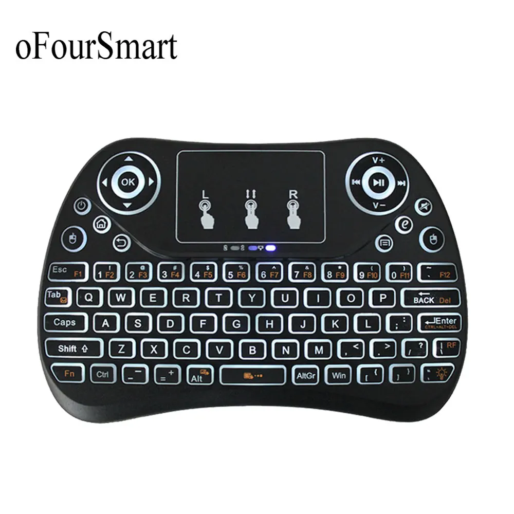 T2 L Беспроводная мини клавиатура с подсветкой 2 4 ГГц английская QWERTY тачпадом для