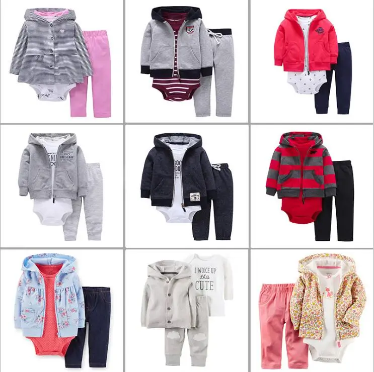 

Autumn and winter kids baby boy clothes coat+bodysuit+pant 3 pcs baby girl clothes infant boy clothing set,roupas bebes meninos