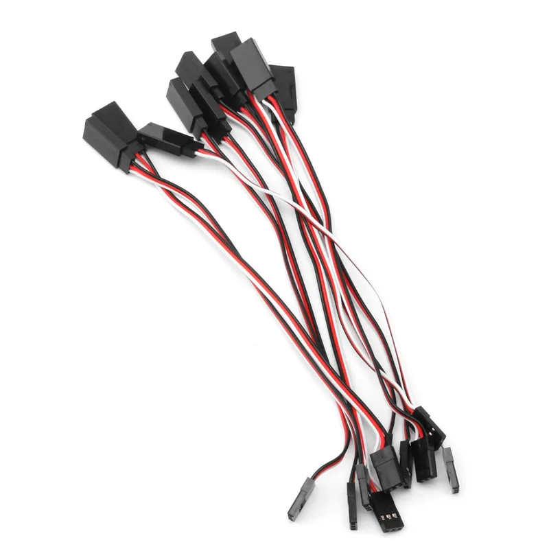 

10pcs Servo Extension Wire Lead Cable Cord For Futaba JR Male To Female 100mm/150mm/200mm/300mm