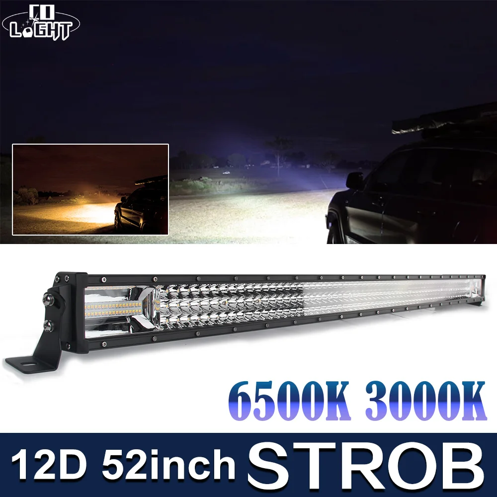 

CO LIGHT 12D 52" Offroad LED Bar 783W 3-Row Strobe 6500K 3000K Combo Led Work Light 12V 24V for Truck ATV Tractor 4x4 Light Bar