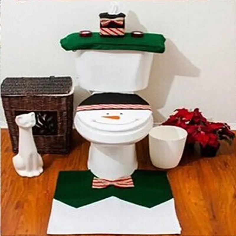 1set Christmas Fancy Santa Toilet Seat Cover Rug Bathroom Set 1set Christmas Fancy Santa Toilet Seat Cover Rug Bathroom Set Contour Natal Navidad Decoracion New Year Gift In Covers From Home