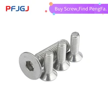 Peng fa 50/20/10 pces 10 cabeça chave allen din7991 m3 m4 m5 m6 aço inoxidável 304 sextavado soquete plana parafuso de cabeça escareada(China)