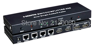 

HDMI extender with 2 Ports Splitter 6 hdmi extender and hdmi splitter over single Cat 5E/6 with remote control HDMI converter