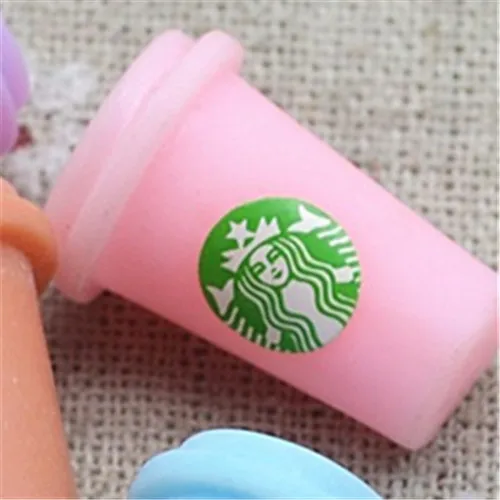 10 шт. 3D Круглый Кофе Frappuccino чашка Кабошон из смолы с плоской задней стороной имитация питания художественные поставки украшения Шарм Ремесло - Цвет: pink 10pcs