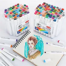 12/24/36/48/60/80 шт. Цвета двойной головкой маркер для рисования набор кисть для рисования товары для рукоделия маркер для белой доски манга 04372