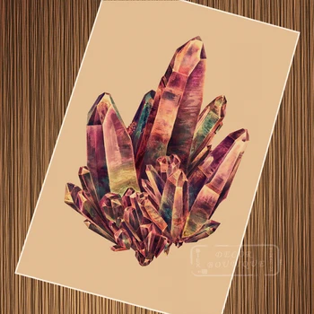 

Vintage Mineral Rocks Purple Crystals Illustration Retro Poster Canvas Painting DIY Wall Paper Posters Home Decor Gift