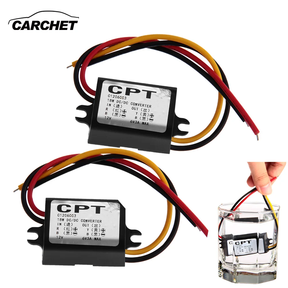 

CARCHET 2X Power Converter Waterproof DC-DC Converter 12V to 6V 3A Step Down Power Supply Module High Quality New