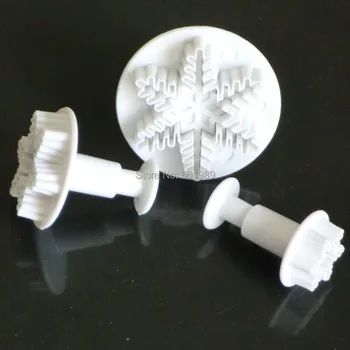 

50Sets Snow flake Cake Cutter Plunger Bakeware Mold Plunger Decorating Craft Fondant Cake Molds Tools