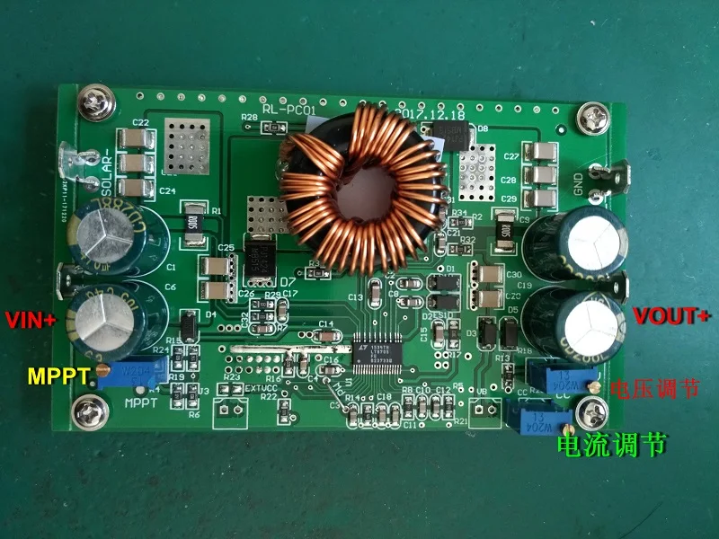 

250W Solar MPPT CC-CV Charging LT8705 Automatic Boost-Down DC-DC Manual Lead