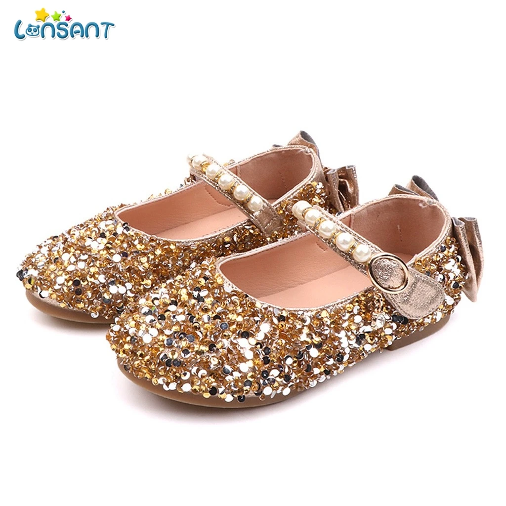 

LONSANT Girl Sandals Summer Chilren Kids Baby Girls Cute Crystal Bowknot Pearl Princess Dance Sandals For Little Girl's Shoes