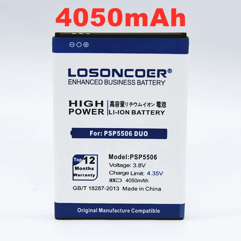 

100% Original LOSONCOER PSP5506 4050mAh Batteries For Prestigio Grace Q5 PSP5506DUO PSP5506 PSP 5506 DUO Smart Phone Battery