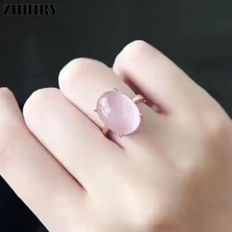 Женское кольцо из серебра 925 пробы с натуральным розовым кварцем|fine jewelry|gemstone