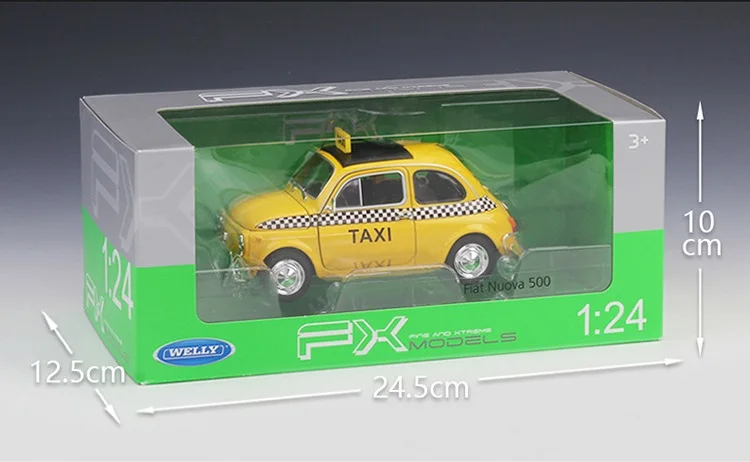 Welly 1:24 Нуова Fiat 500 такси Литой Сплав модель автомобиля