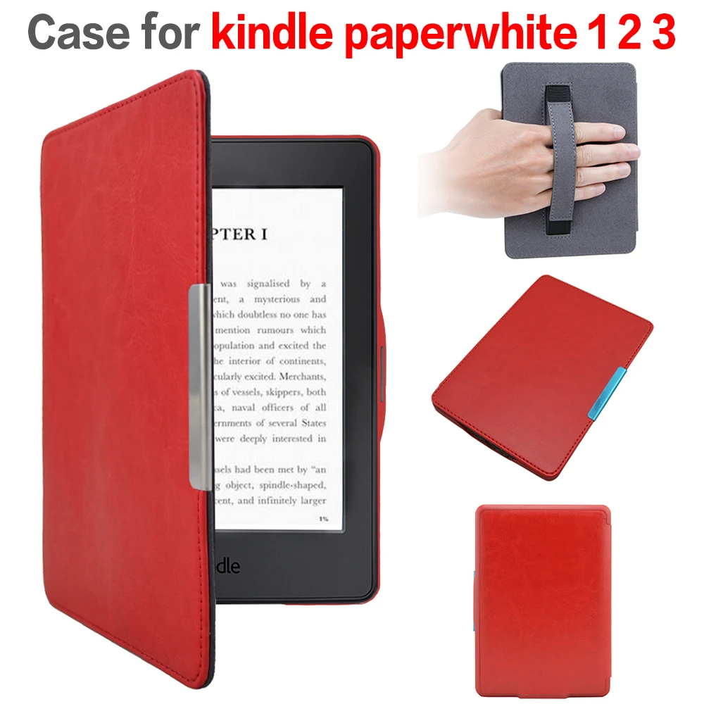 Кожаный чехол для Amazon Kindle Paperwhite 1/2 3 смарт-чехол с ремешком на руку