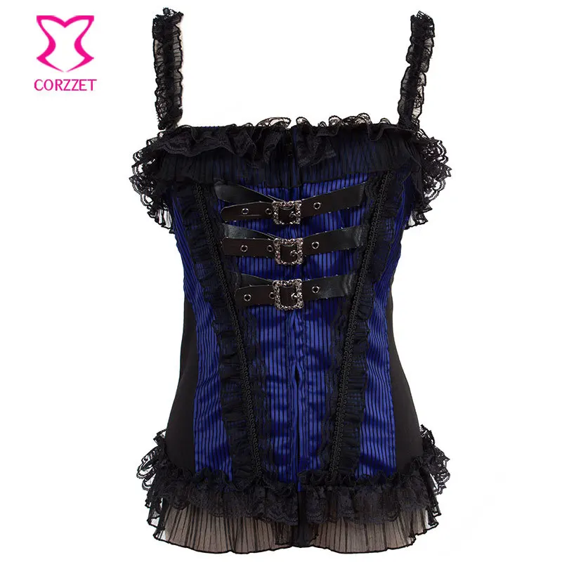 Burlesque No Boning Soft Bustier Corsets Striped Satin Overbust Zipper