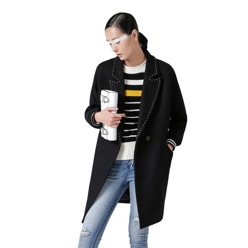 Koop Toyouth Britse Stijl Jas Jas Wol Winter Vrouwen Wollen Jas Zakken Single Breasted Button Vierkante Kraag Vrouwelijke Jas Jas