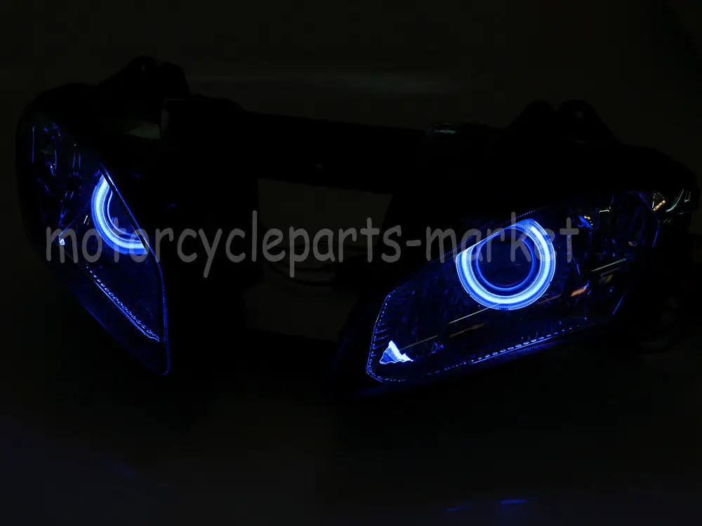 Мотоцикл сборки фар проектор синий ангельские глазки лампы для Yamaha YZF R6 2006 2007