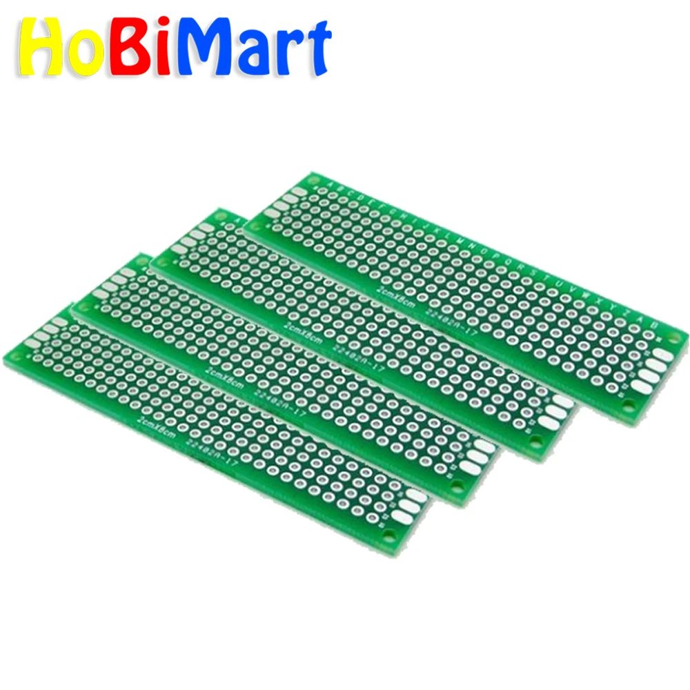 HoBiMart 10 шт. двухсторонний Прототип PCB хлеб доска 2x8 см PCB Луженая универсальная макетная плата 20 мм x 80 мм# nbp005