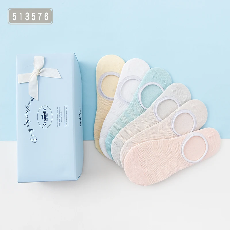 

Caramella 6Pairs/Lot Women's Socks Solid Mesh Invisible Ankle Socks Women Summer Breathable Thin Boat Socks 6 Colors Short Socks