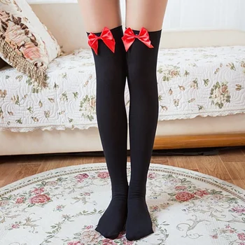 Cute Lace Stockings with Colorful Bows  3