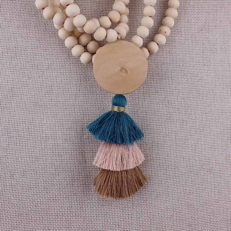 Персонализированное деревянное ожерелье с кисточкой новая трендовая монограмма пустая богемная подвеска с длинной кисточкой ожерелье для женщин ювелирные изделия