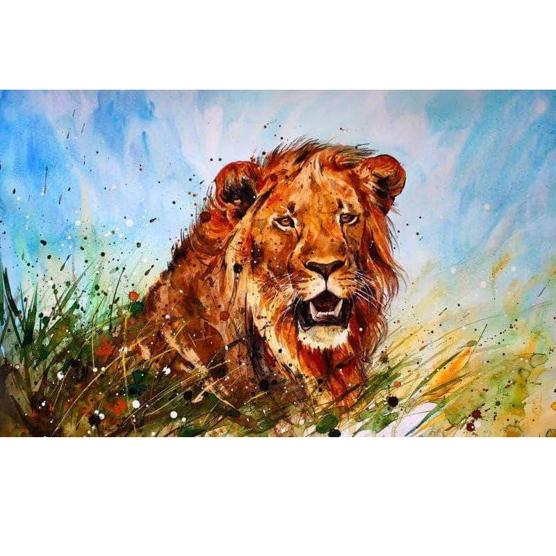 

Rhinestones Embroidery Picture Needlework Cross Stitch Diamond Mosaic Gift The Lion King Bright Rhinestones European Home Decor