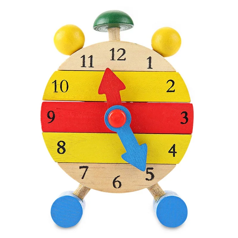 Baby Clock Toy Wood Cognition Wooden Clock Learning For Kids Children Toys Natural Wood
