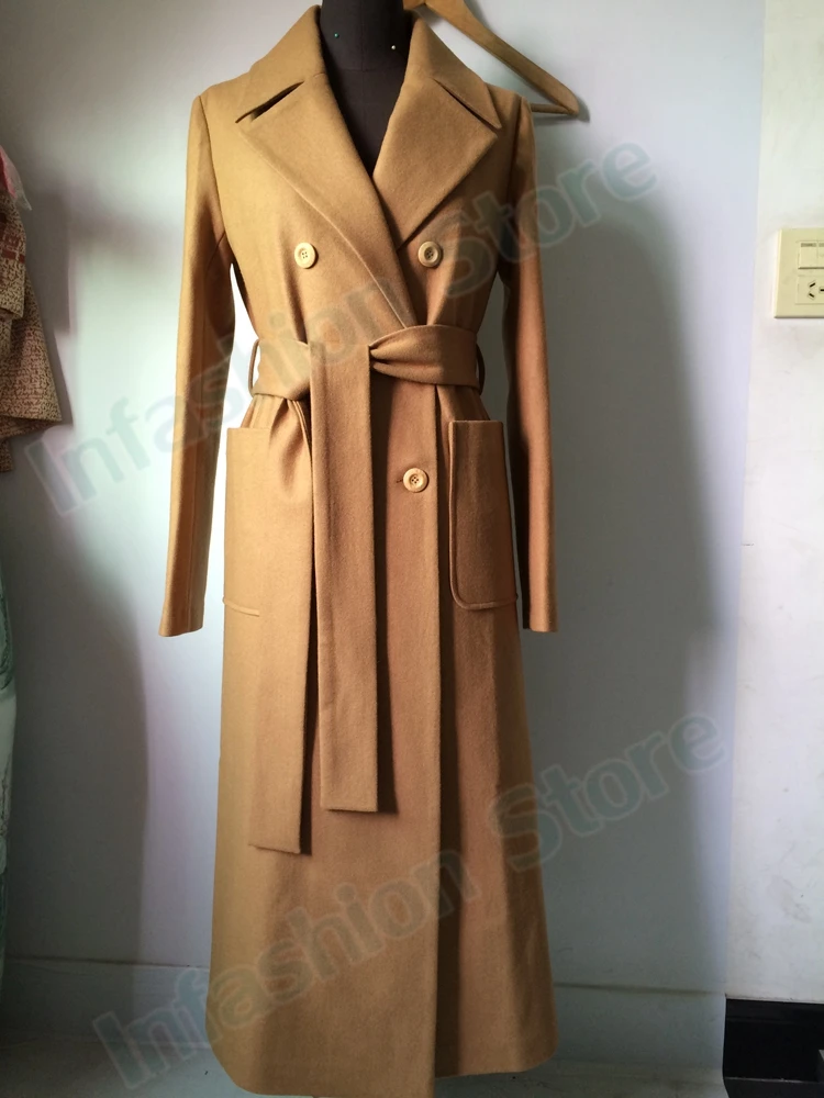 X-Long Wool Peacoats With Belt Autumn Winter 2018 New Slim Elegant Women's Camel Wool Trench Coats 2018 autumn Spring coat women X-Long Wool Peacoats With Belt Autumn Winter 2018 New Slim Elegant Women's Camel Wool Trench Coats 2018 autumn Spring coat women