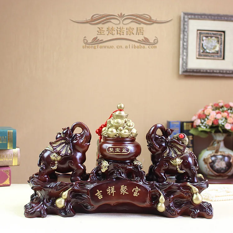 Cornucopia imitation mahogany elephant ornaments Lucky Feng Shui mascot