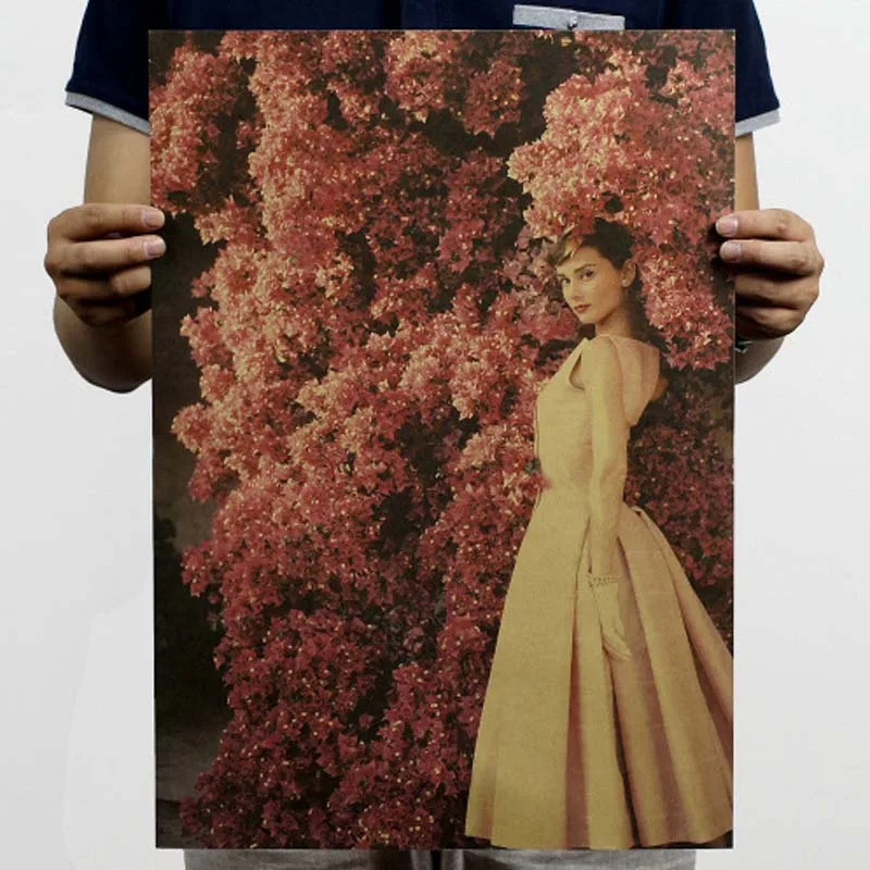 

Audrey Hepburn Movie Retro Poster Adornment Vintage Anime Posters And Prints Living Room Decorative Painting Core Kraft Paper