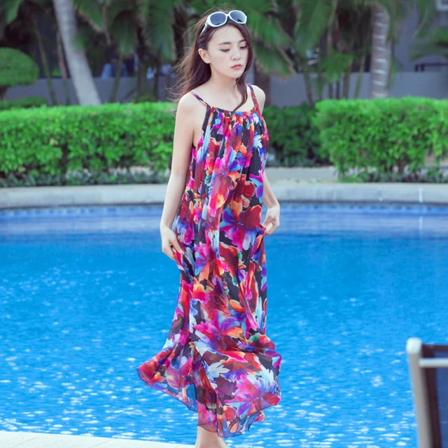 2017 Fl Print Chiffon Women Maxi Dress Floaty Casual Bohemian 2017 Fl Print Chiffon Women Maxi Dress Floaty Casual Bohemian Sundress Maternity Pregnancy Baby Shower Beach
