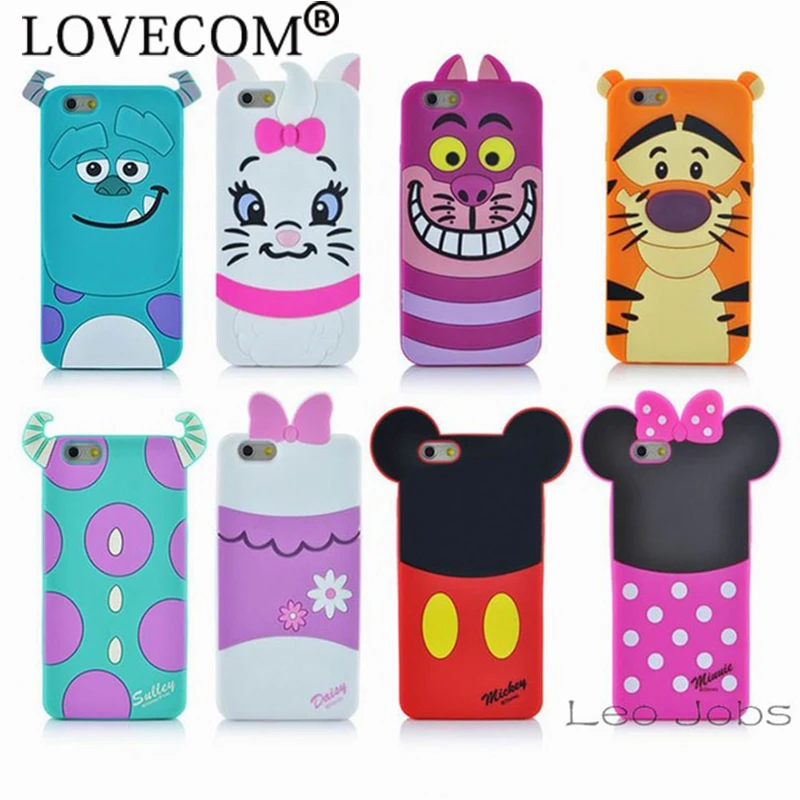  New 3D Cartoon Sulley Marie Alice Cat Tigger Daisy Mickey Minnie back Cover Soft Silicon Phone Case For iphone 6 6S 4.7" YC026 