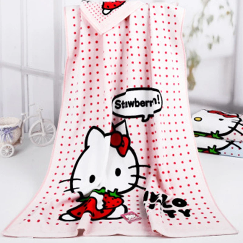 Cartoon Hello Kitty Cotton 70*140cm Bath Towel Soft Absorbent Cute