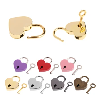 

Small Metal Heart Shaped Padlock Mini Lock with Key for Jewelry Box Storage Box Diary Book Toy Luggage Handbag Tiny Craft Diary