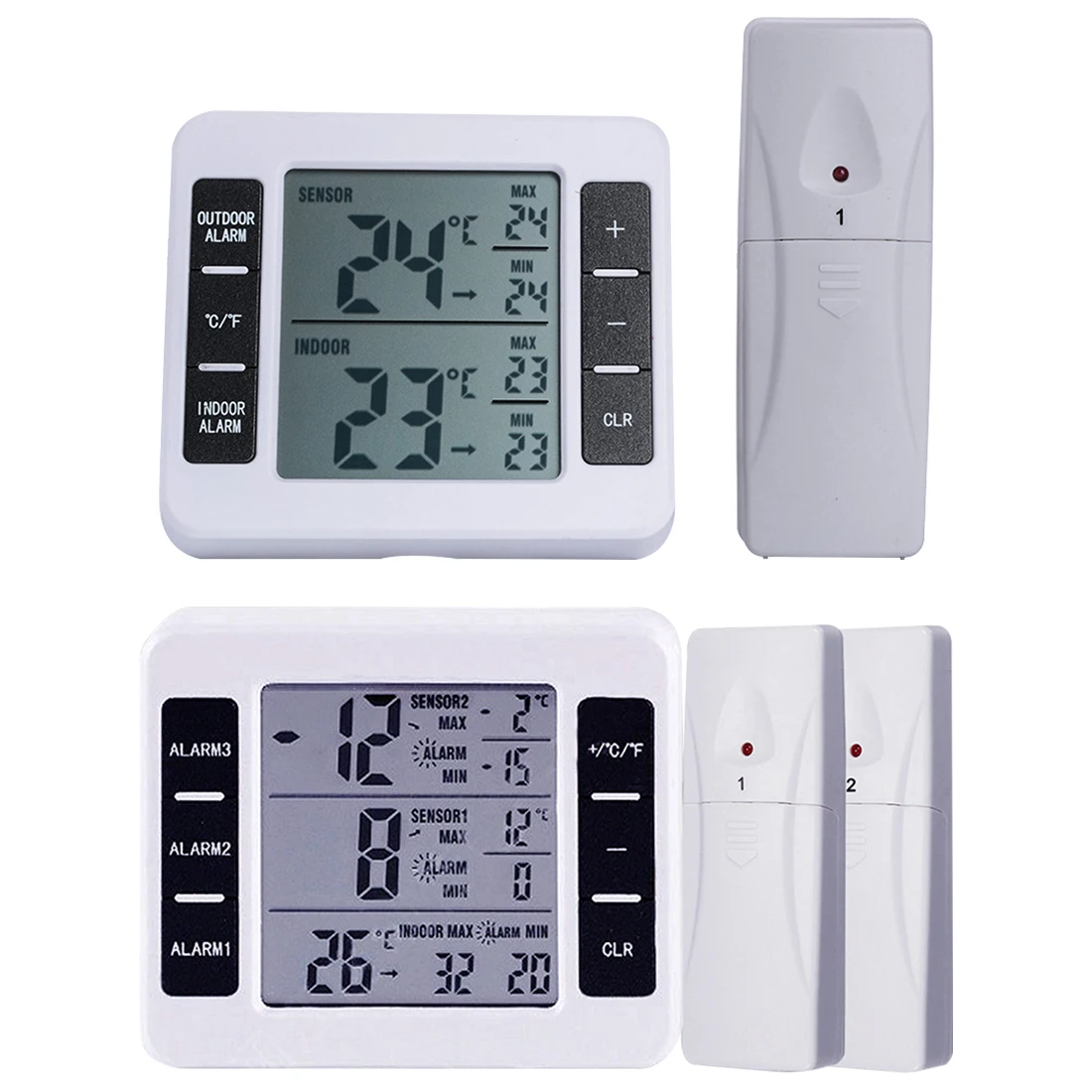 Wireless Digital Audible Alarm Refrigerator Thermometer with 2PCS