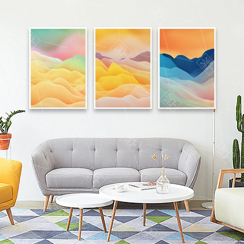 Abstract Home Decoration Posters Watercolor Line Mountain Landscape Hd Printed Canvas Painting Wall Art Pictures for Living Room | Дом и сад