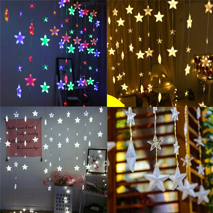 Christmas Garland Lights Fairy Lights 40 Stars Light String Window Christmas String Lights Plug Luces De Navidad 35NE711