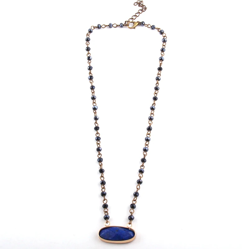 Модные ювелирные изделия 4 мм стеклянные четки звено каменная подвеска ниспадающее ожерелье на шею для женщин национальное ожерелье