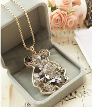 Venta caliente de calidad superior oso collar/corea marca austria crystal animal oso mujeres accesorios de la joyería/collier femme/colares longos