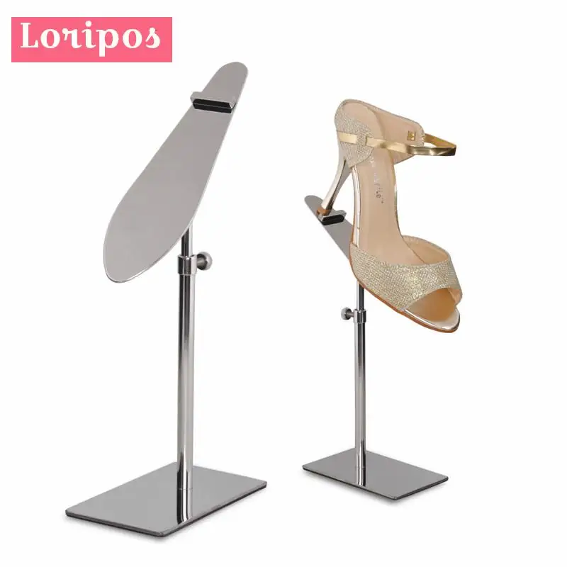 Stainless Steel Adjustable Height Shoe Display Holder Shoe Shop Window