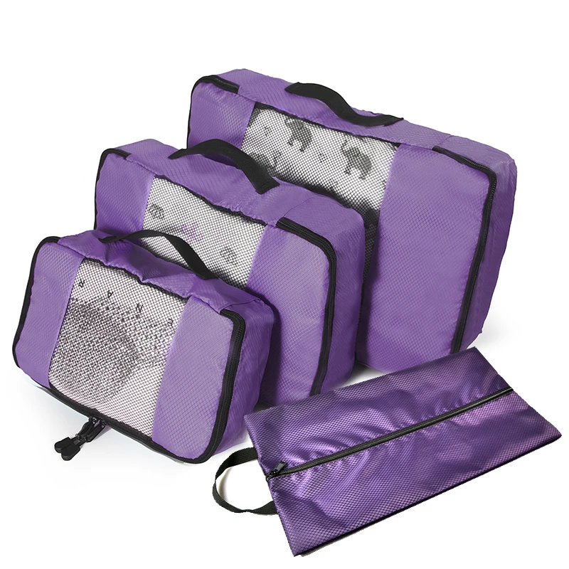 PURPLE 3 Set Для девочек/детей/мужчин/женщин, большая/маленькая/нейлоновая/Складная/сетчатая упаковка, органайзер для багажа/маленькая/большая дорожная сумка, ручная кладь - Цвет: PURPLE 3 Set