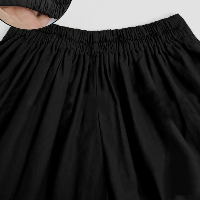 

Ladies Shorts Loose Breathable Solid Color Wide Leg Shorts Pants for Summer SMN88