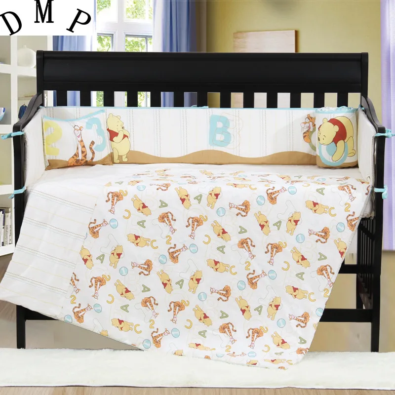 7pcs Embroidered Baby Bedding Set Cot Crib Bedding Set Cama