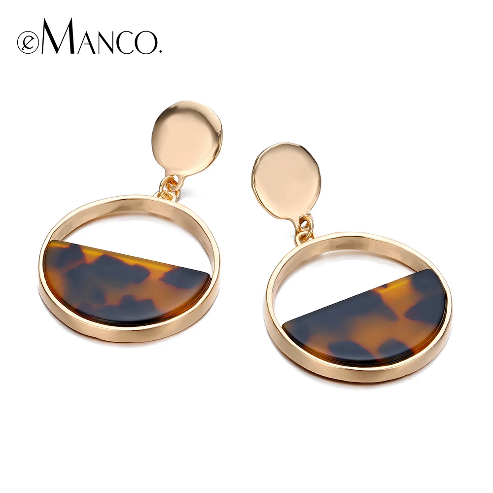 e-Manco Geometric Semicircle Resin Drop Earring For Women Two Colors Femme Dangle Earring for Friend New Arrival Fashion Jewelry