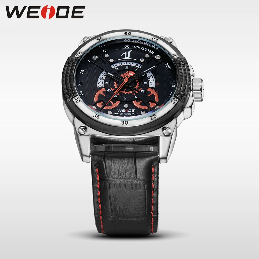 Бренд класса люкс WEIDE кожаные кварцевые спортивные наручные часы повседневные