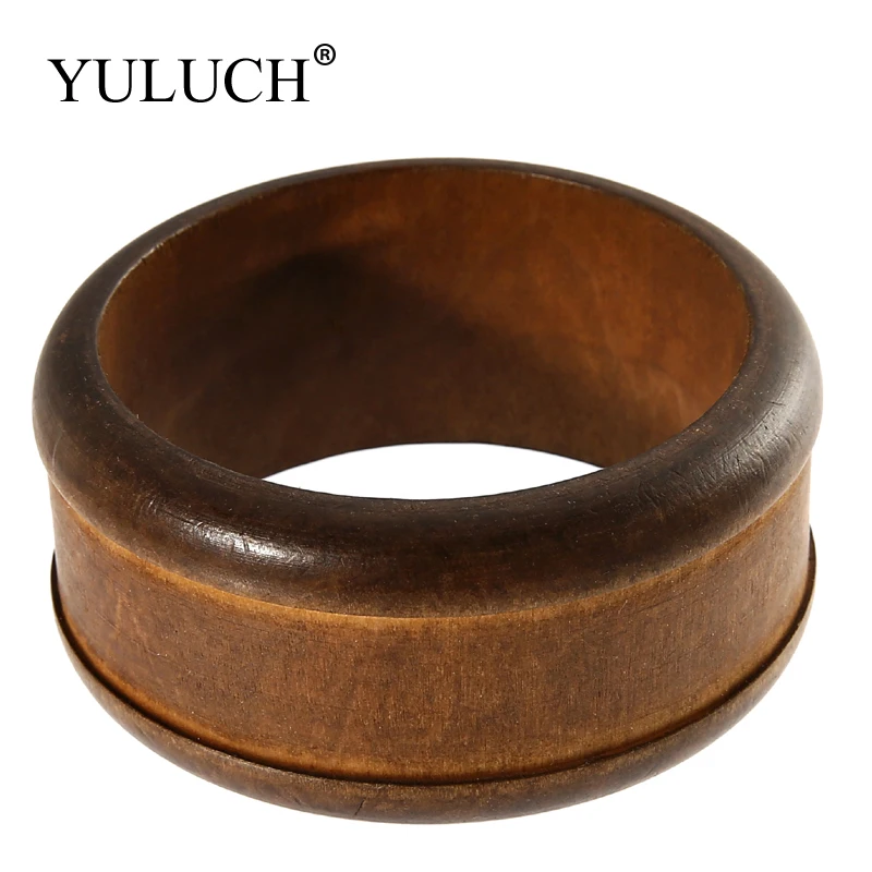 Big Round DIY YULUCH 2018 Natural Wooden Simple Bangles Vintage Wood