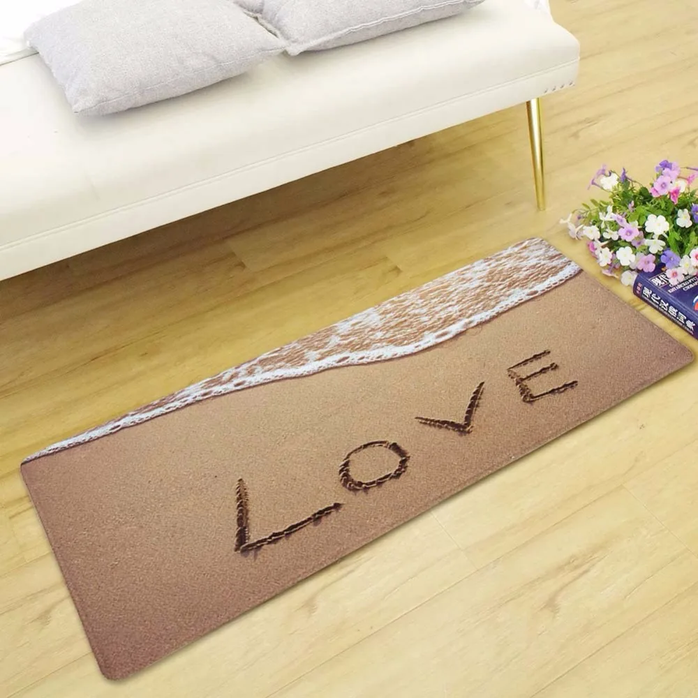 Us 15 3 49 Off Cammitever Love Beach Rugs For Kids Room Entrance Doormat Girls Room Decorative Mats Gift For Children Bath Mats Bedside Rugs In Rug